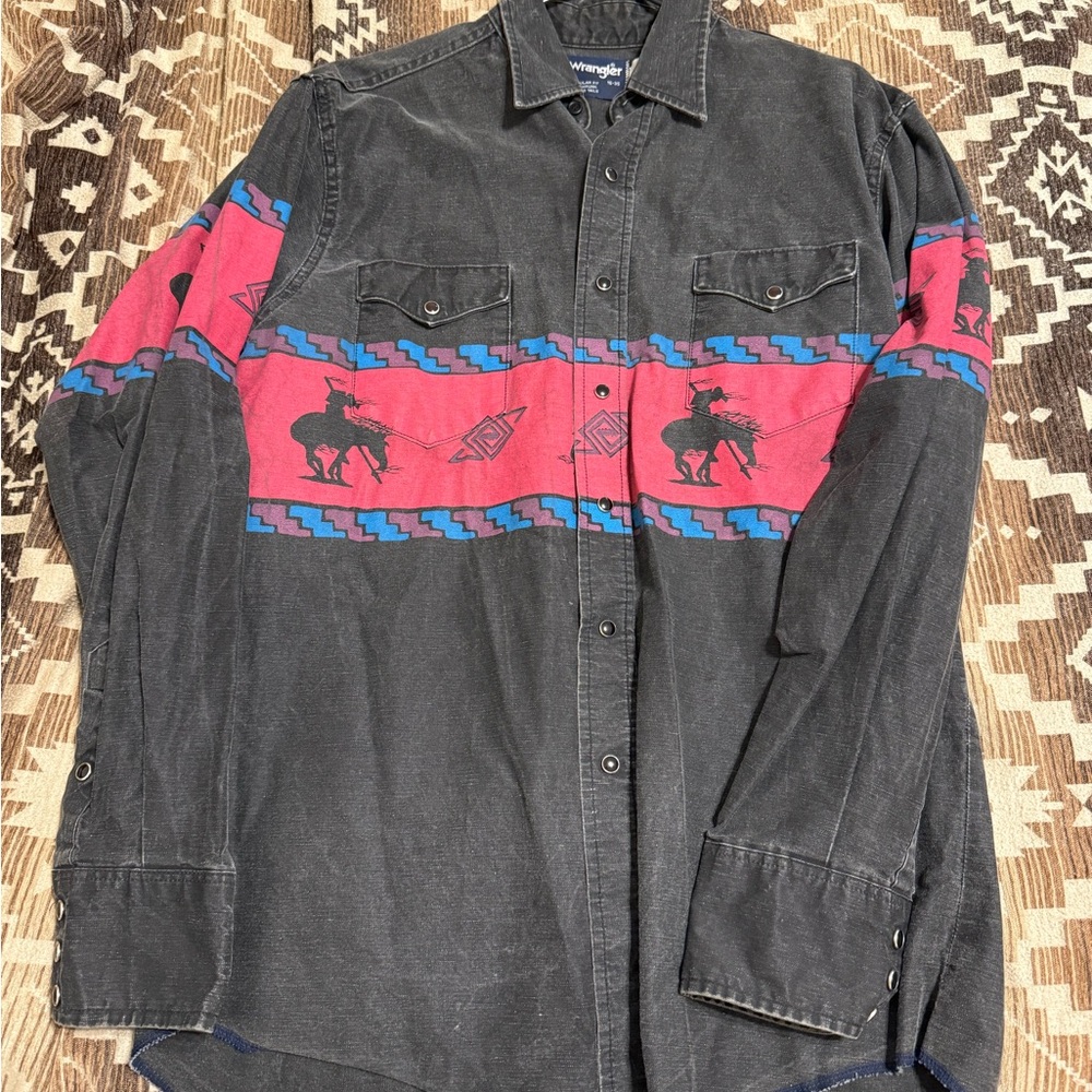 Wrangler Black and Pink Western Shirt